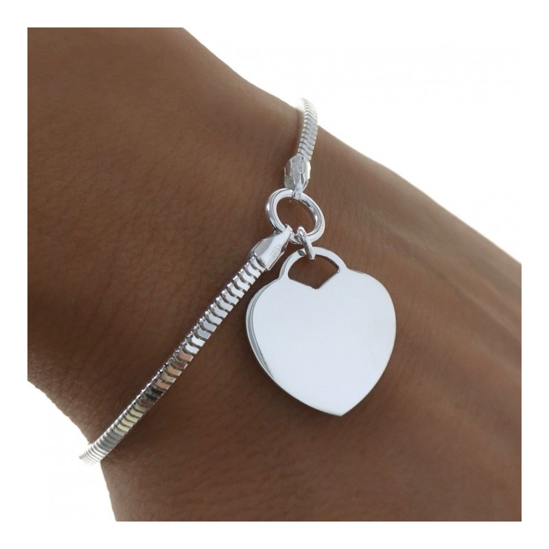 Pulsera corazón cadena cola de topo diamantada