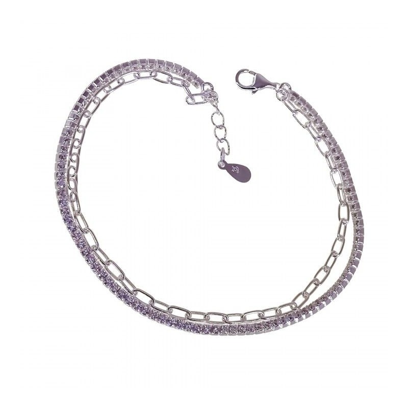 Pulsera doble cadena circonitas