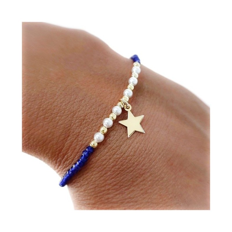 Pulsera chapada piedra azul estrella