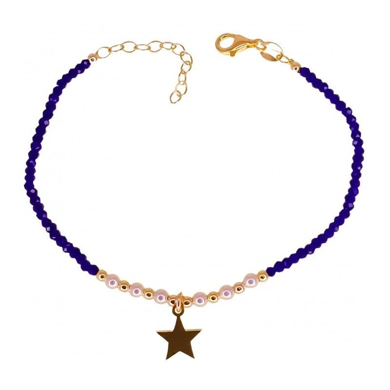 Pulsera chapada piedra azul estrella