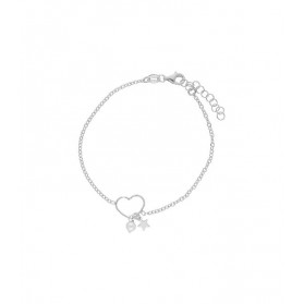 PULSERA CORAZÓN Y ESTRELLA PLATA Y PERLA