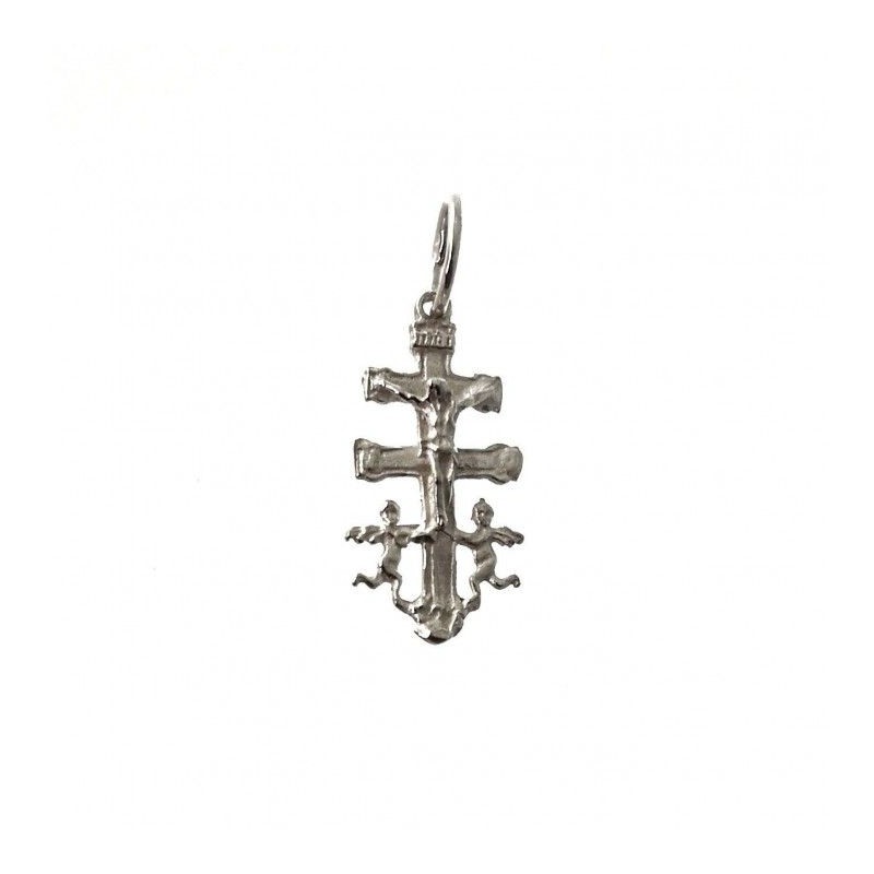 Colgante plata de ley liso , cruz de caravaca grande ( largo 3 cm largo - 1.5 cm ancho ).