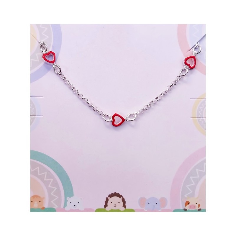 Pulsera infantil corazones esmalte