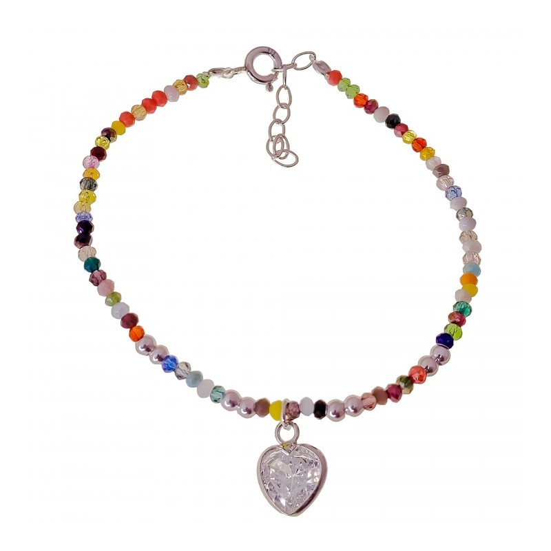 Pulsera piedra color corazón circonita