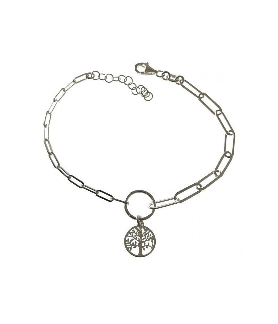 Pulsera cadena forzada alargada árbol de la vida