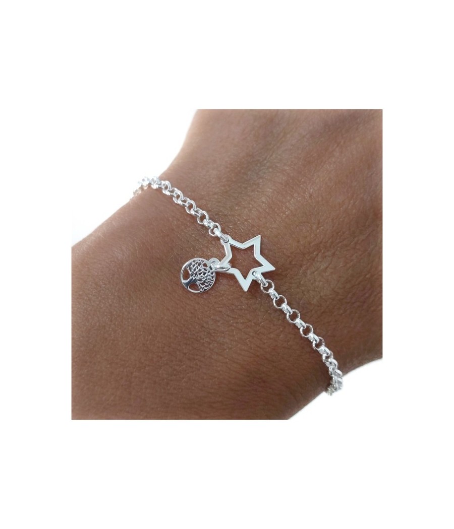 Pulsera rolo estrella árbol de la vida