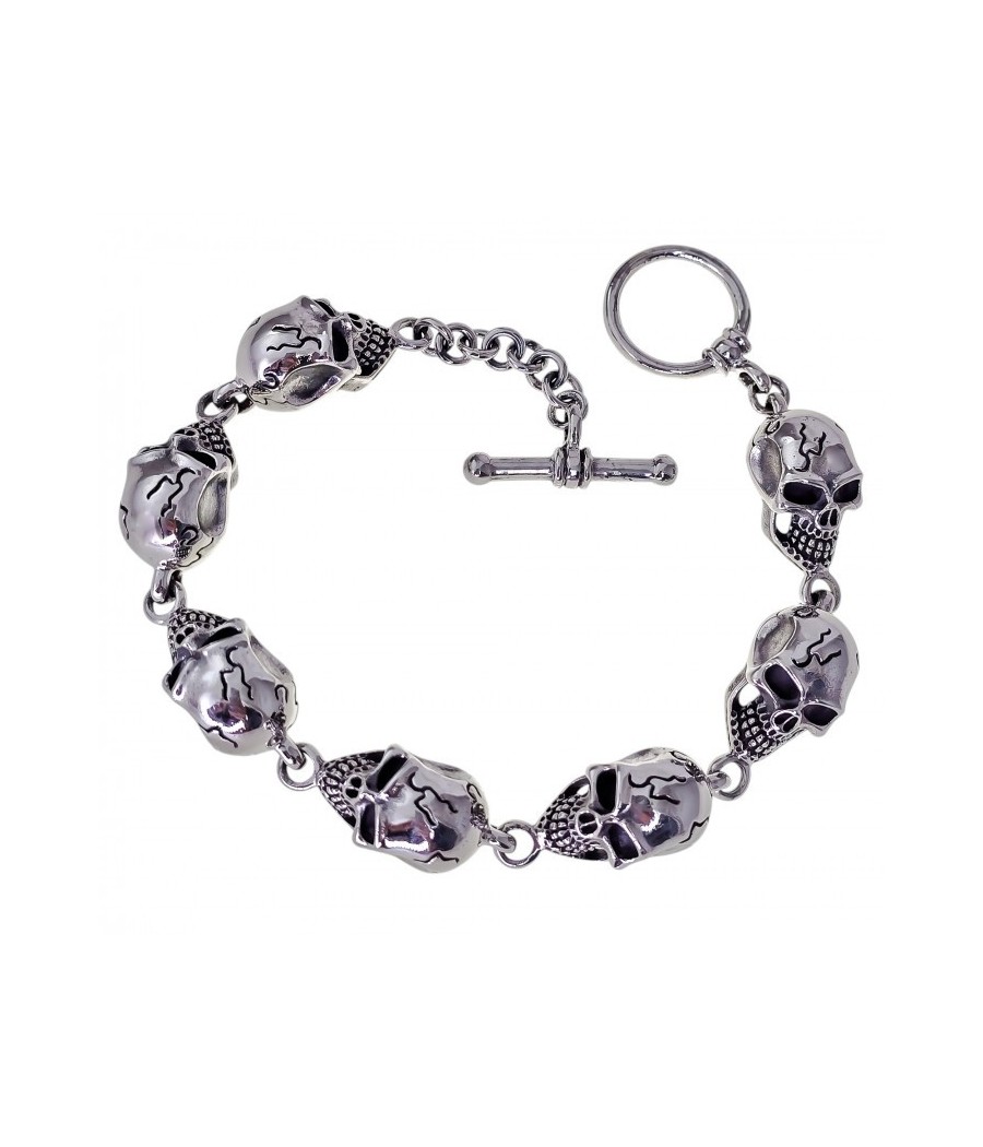 Pulsera de Plata de Ley 925 con Calaveras - Estilo Rebelde y Elegante