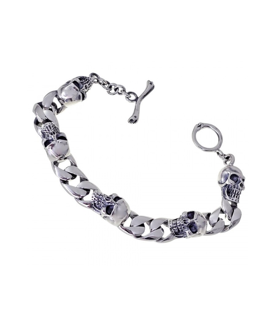 Pulsera de Plata de Ley 925 con Calaveras - Estilo Rebelde y Elegante